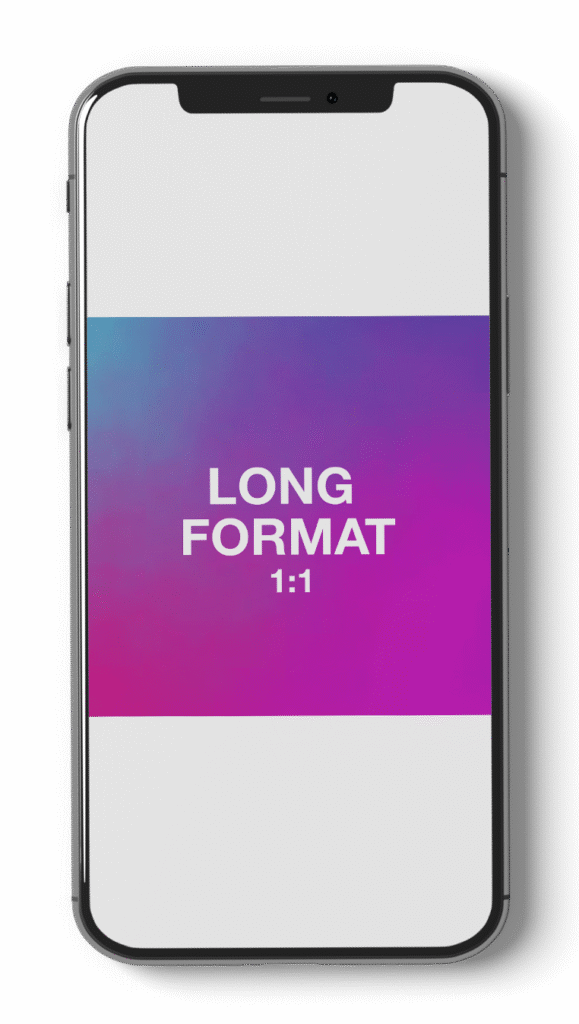 Mockup smartphone — format vidéo Long Format 1:1