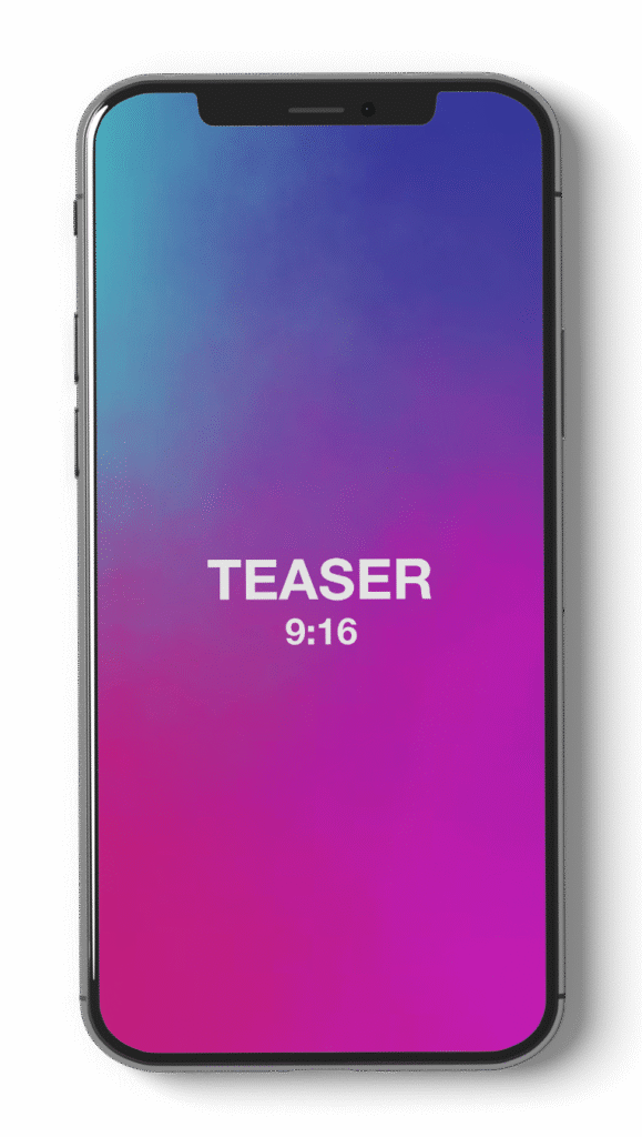 Mockup smartphone — format vidéo Teaser 9:16